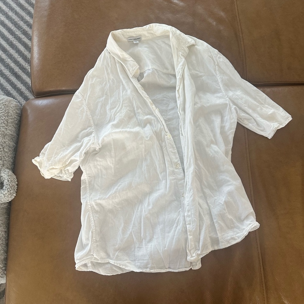 James Perse White Collared Shirt